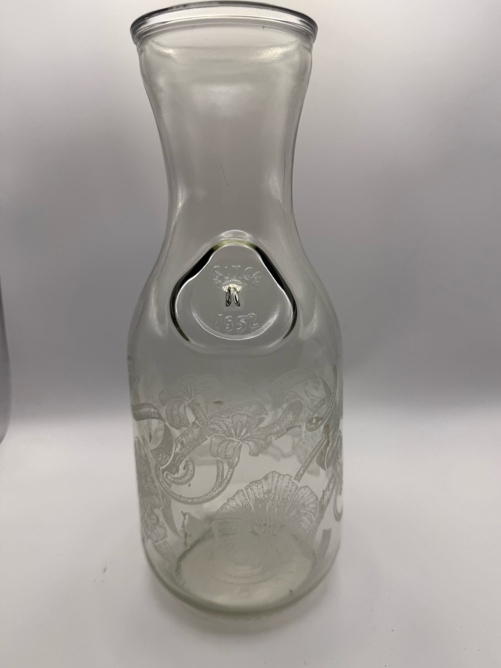 Vintage etched Floral Glass Carafe